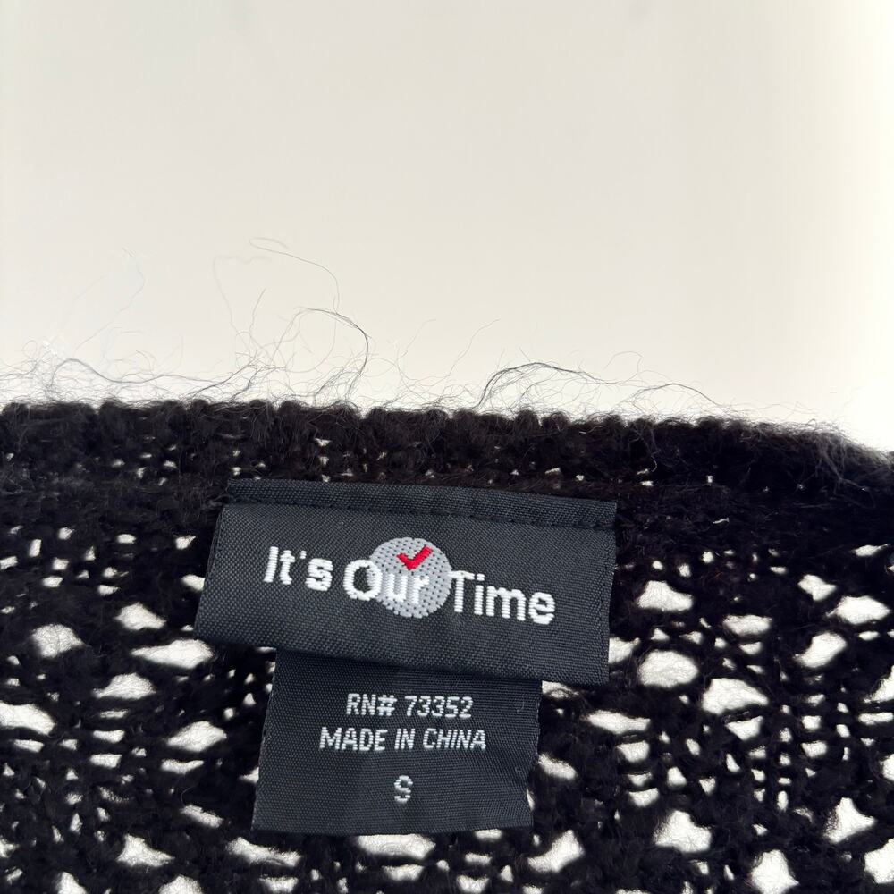 Y2K It's Our Time Crochet Knit Sweater Black Size Small - Picture 2 of 4